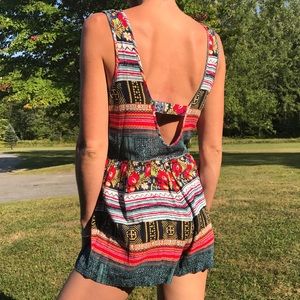 MINKPINK Boho Button-down Romper with pockets